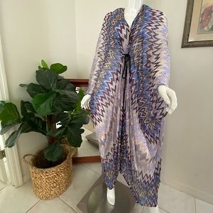 Beautiful 100% silk open caftan robe w/waist tie